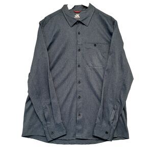 Zeroxposure Travel Series Long Sleeve Button Up Shirt Men's XL Heather Navy Blue